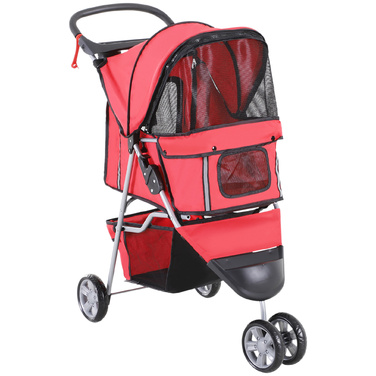 PawHut Dog Buggy Multicolor Dog Buggy для прогулянок, легкий і складний, для собак і кішок, червоний