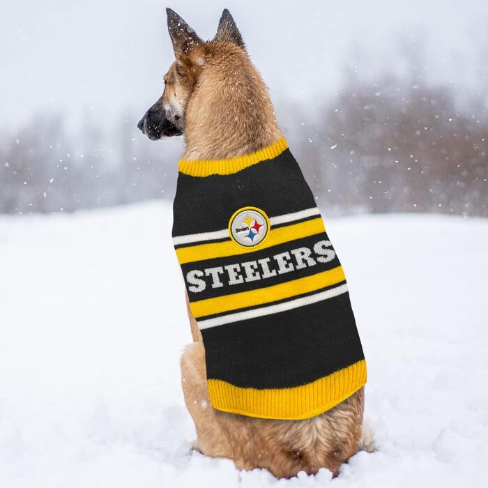 Теплий светр для собак Pittsburgh Steelers, розмір S, в'язаний, з логотипом NFL, для великих і малих собак