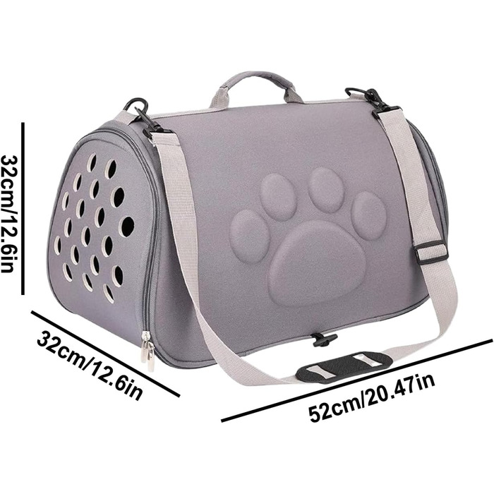 Сумка для тварин Katzen Reisetasche: переноска для собак та котів на плечі, сіра, L