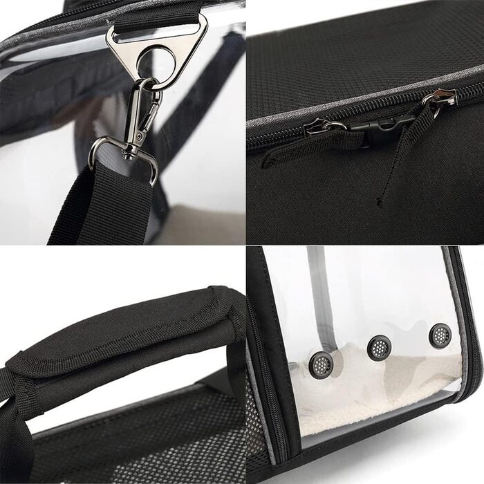 Транспортна переноска для собак та котів, чорна, 48x29x30 см, складана переноска для тварин