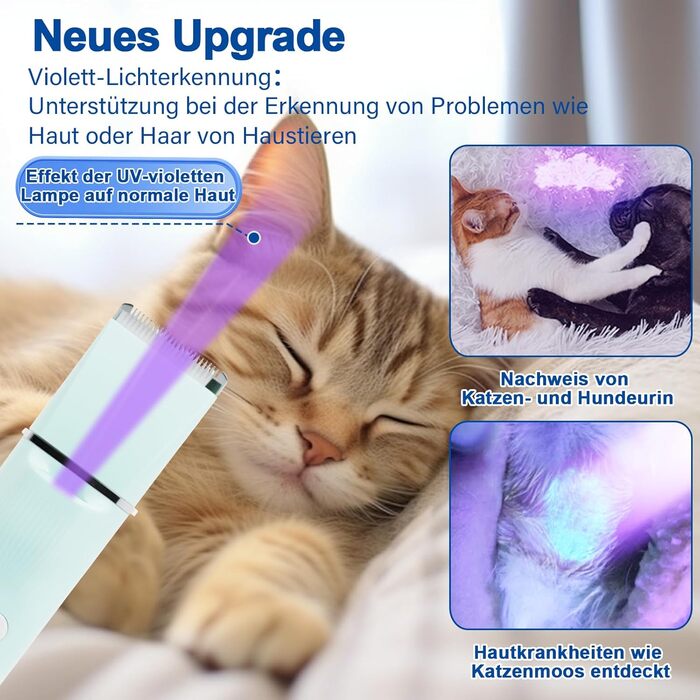 Набір для стрижки котів Dufuso Leise Schermaschine: 4 в 1, LED-підсвічування, професійний триммер для собак та котів, для догляду за лапами, очима, вухами, обличчям та тілом (білий/зелений)