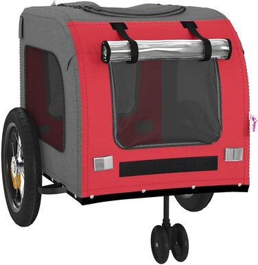 Причіп для собак VidaXL - червоний, 125x53x54 см, до 45 кг, з прапором та відбивачами