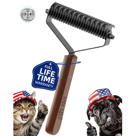 Гребінець для собак та котів з подвійним гребінцем, великий розмір, для видалення ковтунів, догляд за шерстю, середньо- та довгошерсті тварини, дерев'яна ручка (чорна)