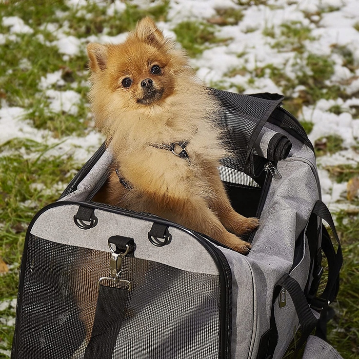 Переноска для собак Manu, сіра, розмір M (44 x 31 x 34 см)