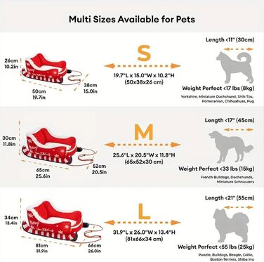 Крісло-ліжко для собак та котів у вигляді санної, плюшеве, з неслизьким килимком, тепле та затишне, для дому (L)
