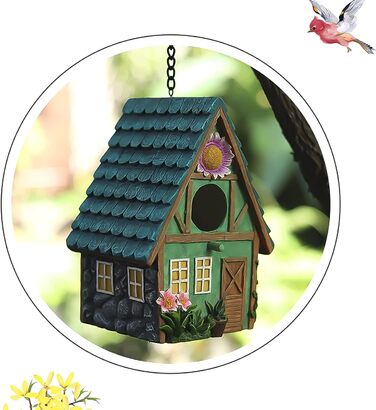Дерев'яний будиночок для птахів з декоративним дахом, 21 x 15 x 13 см - ідеально для балкона та саду