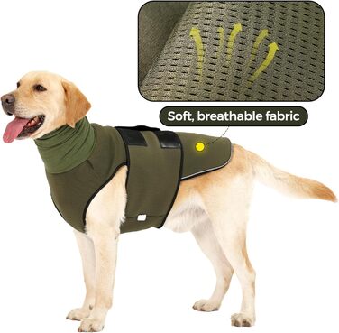 Заспокійливий жилет для собак Heywean з капюшоном та захистом вух, антистресовий, XL, оливковий