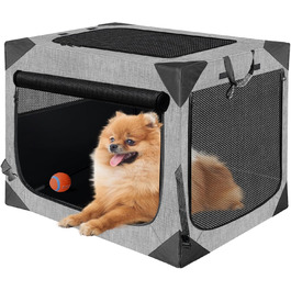 Складана переносна будка для собак великих порід, м'яка, для подорожей, для дому та вулиці, з міцним сітковим вікном (темно-сірий), 91.4 x 63.5 x 63.5 см