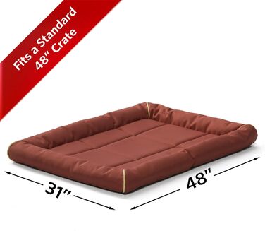 Лягу для собак Midwest Homes for Pets QuietTime MAXX M/L, цегляного кольору, водо- та запахонезахисний, з м'яким бортиком та антиковзною основою, для кліток 91 см, 120x9x75 см