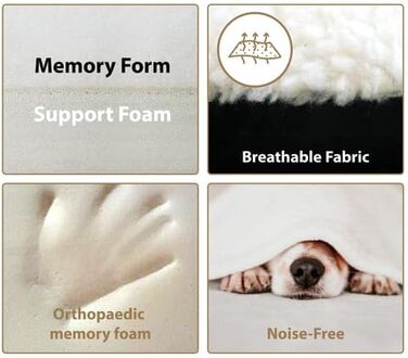 Водонепроникне ортопедичне ліжко для собак Ellie-Bo з піною-пам'яттю, для клітки/бокса, чорне (XXL, 122 см, 122x75x6 см, тільки накладка)