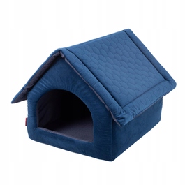 Тканинний будинок-лежак для собак, синій вельвет, розмір 4