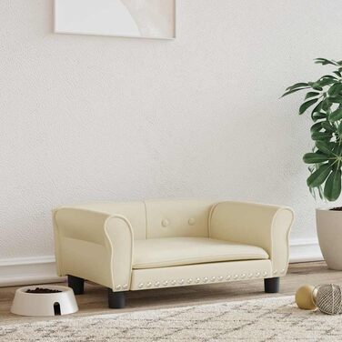 Диван для собак, м'яке ліжко для домашніх тварин, диванчик для собак, ліжко для цуценят, диван для домашніх тварин, будиночок для собак, для великих та середніх собак, сучасний та елегантний дизайн (70x45x30 см, кремовий)