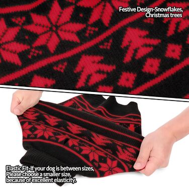 Пуловер для собак на Різдво, теплий зимовий пуловер для маленьких собак, без рукавів, розміри XS-2XL (XXL: обхват грудей 71 см), чорний з сніжинками