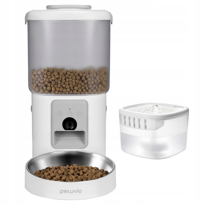 Автоматичний годувальник для тварин 4,5 л + фонтан-поїлка 2,5 л з Wi-Fi Peluvio Feast