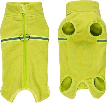 Теплий зимовий пуловер для собак з флісу та світловідбиваючою жилеткою (зелений, XXL)