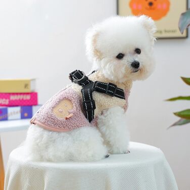 Зимовий теплий одяг для собак - куртка з отвором для шлейки, для малих та середніх порід, зелено-білий / рожево-білий колір