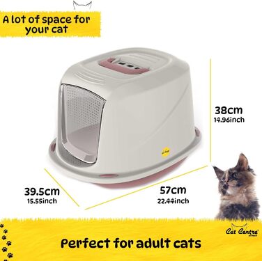 Набір для котячого туалету CatCentre з капюшоном, Jumbo, рожевий та кремовий, з фільтром