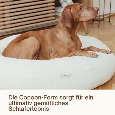 Крісло-лежанка для собак Holly Hundebett: міцний, зручний, з м'якої тканини Bouclé, Cocoon Design, підтримка шиї та хребта (S/M, кремовий)