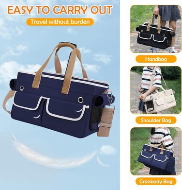 Транспортна переноска для котів та собак ALLSOPETS, складана, дихаюча, для подорожей, кемпінгу, прогулянок (Блакитна)