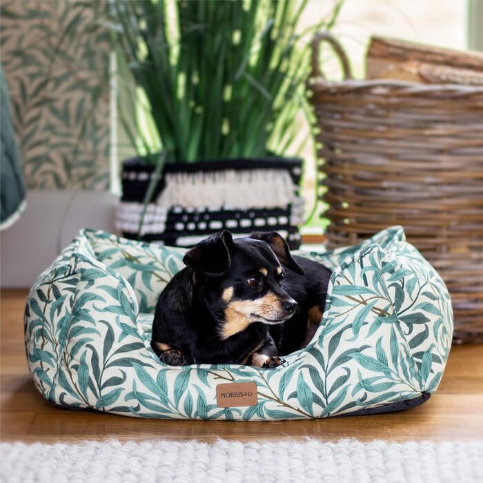 Клітка-ліжко для собак Rosewood x Morris & Co. велика, з принтом William Morris, з неслизьким дном, миється
