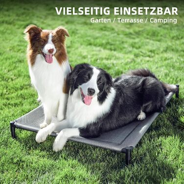 Підвищене ліжко для собак Mora Pets, для вулиці та дому, сіра лежанка 94.5x61x18 см, для малих, середніх і великих собак, кемпінг, сад