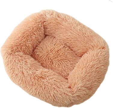 Затишне собаче ліжко великого розміру, велике, миється, м'яке, плюшеве, тепле, зручне, для собак маленьких, середніх та великих порід (L, 80 x 70 x 18 см, XL(95*72*18cm), кольору шампань)