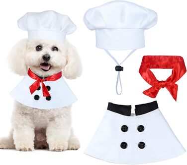 Костюм на Хелловін для собак: кухар з червоним шарфом. Веселий костюм для маленьких, середніх та великих собак. Підходить для тварин великої породи.