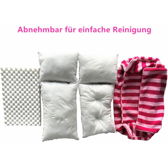 Крісло-лежанка для собак, м'яке, миється, рожево-смугасте, 80x50x33 см