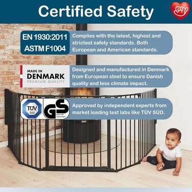 Захист для каміну/сходи/кімнати BabyDan Flex XXL, 90-350 см, Чорний, Данія - захист для дітей та домашніх тварин