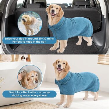 Рушник для собак PETTOM з мікрофібри, швидковисихаючий, бавовняний, супер вбираючий (L, блакитний)