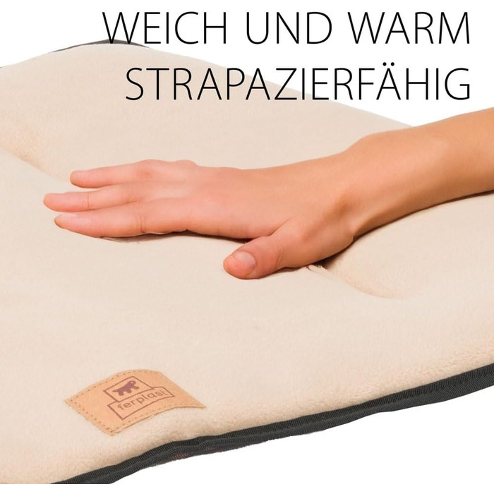 Килимок для собак Ferplast - лежанка-софа для середніх собак, двосторонній, з міцної та водонепроникної тканини, теплий мікрофліс, 65 x 48 x 3,5 см, бежевий