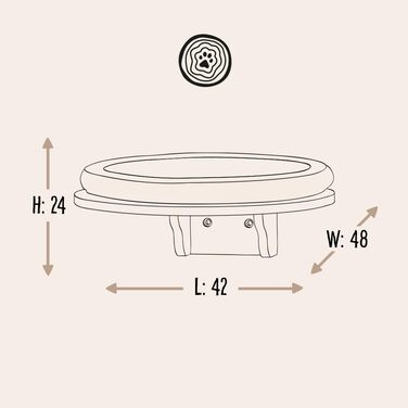 Крісло-лежанка для котів Natural Paradise Dahlia | Кругле ліжко з м'яким бортиком та кріпленням на липучці | Крізьолом для котів | Діаметр 48 см (Крем)
