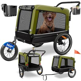 Універсальний візок для собак 3-в-1 KESSER Boxer: собачий buggy, джоггер та велосипедний причіп, 240 л, до 40 кг, Khaki