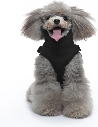 Ветровка для собак, тепла куртка з отвором для шлейки, зимовий наряд для цуценят та собак середніх розмірів (чорний, S)