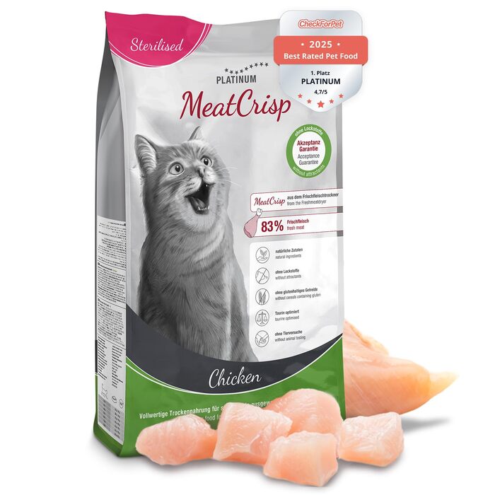 Сухий корм для стерилізованих котів PLATINUM MeatCrisp з куркою, 1.5 кг