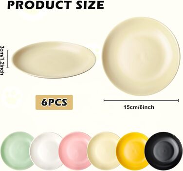 Набір мисок для котів Katzennapf, 6 шт., кераміка, кольорові, для кошенят та котів з короткими лапами, 15x15x3 см, 6 кольорів