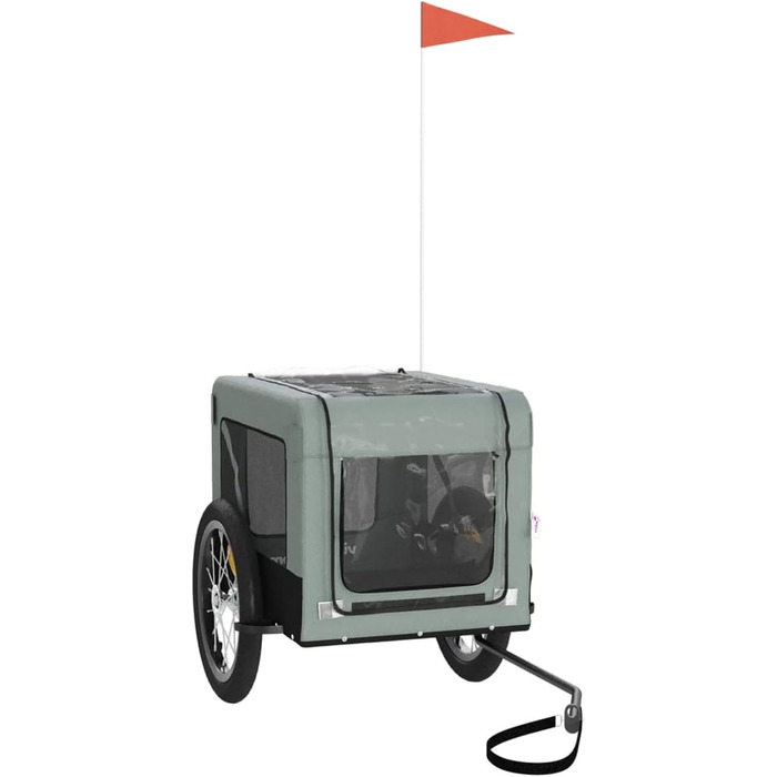 Причіп для собак Fasba: велосипедний причіп для тварин з відбивачами та прапором, для котів та собак, сірий та чорний, оксфордська тканина та метал