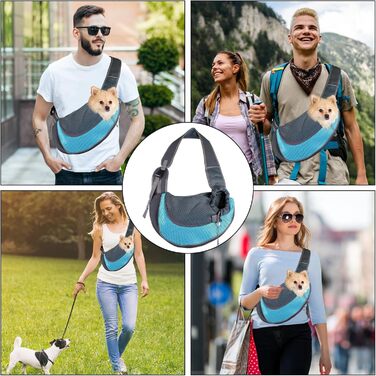 Тканинна переноска для собак, сумка для маленьких собак, переноска для тварин, дихаюча, регульована, переноска для собак і котів до 6 кг, ідеальна для відпочинку на природі (небесно-блакитна)