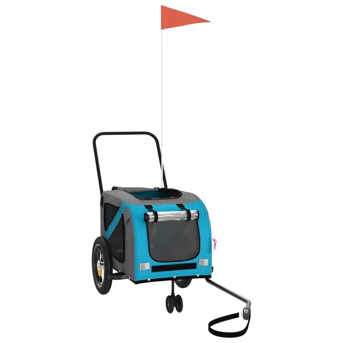 Транспортна переноска для домашніх тварин, велопричіп для собак, блакитний та чорний, Oxford-тканина та метал, для прогулянок та відпочинку на природі