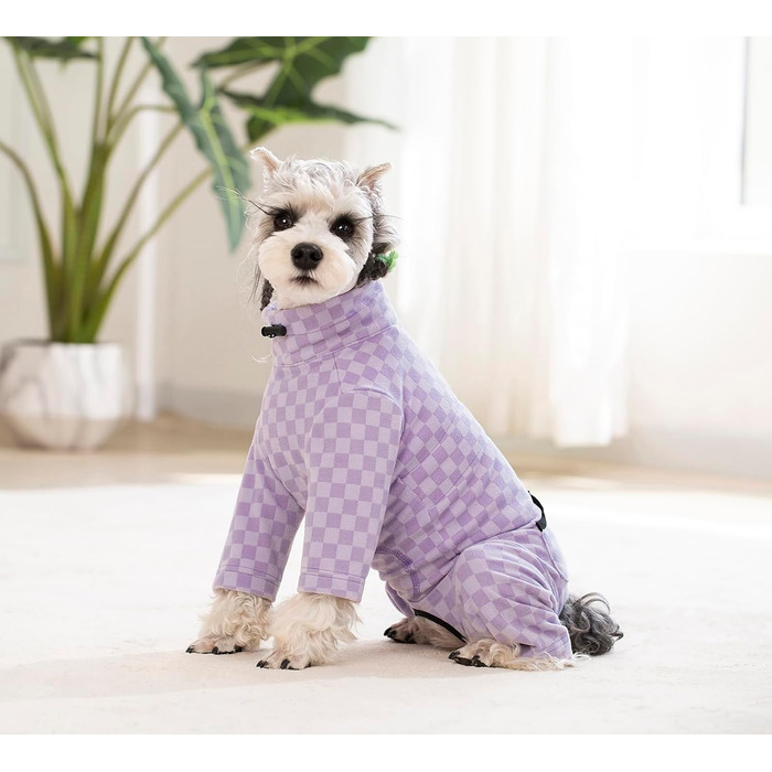 Теплий зимовий одяг для собак: флісовий теплий костюм, піжама, оверсайз, роллю, для маленьких та середніх собак, колір фіолетовий, розмір L