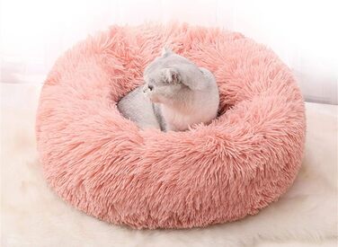 Кругла м'яка лежанка для собак та котів, великого розміру, чорна/рожева (M-60см)