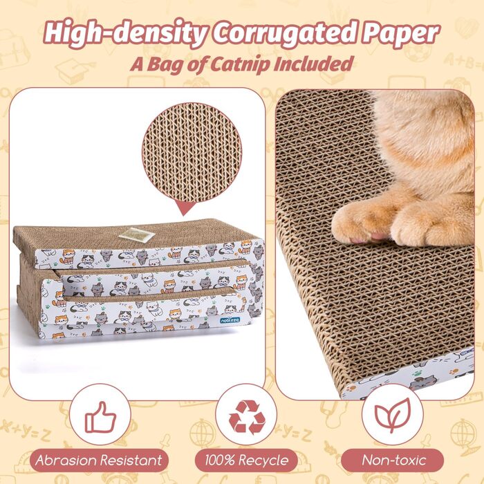 Кігтеточка для котів Nobleza Katze Kratzbrett 3 в 1 з котячою м'ятою, з екологічного картону, 43x24x15 см