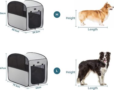 Клітка для собак Petsfit, складана, сіра, середнього розміру (68.5 x 39.5 x 56 см)