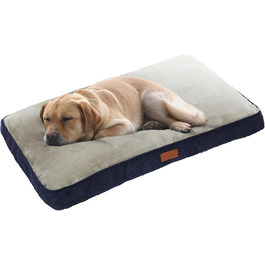 Ліжко для собак Ellie-Bo XXL 117x75x10 см, м'який матрац, штучне хутро, велюр, поліестер, для великих кліток, синє/сіре, для дому, машинне прання
