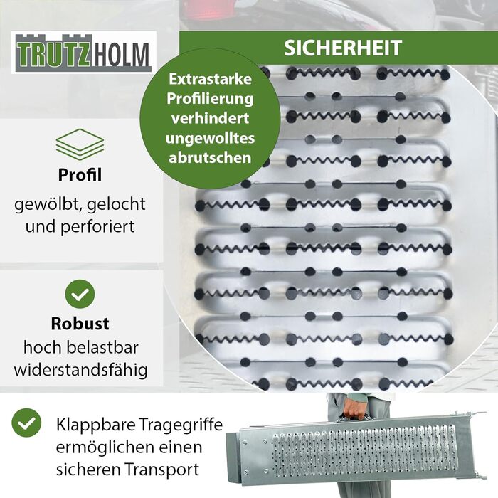 Рампа для навантаження TRUTZHOLM, 189 см, 200 кг, сталь, сіра, з рифленням
