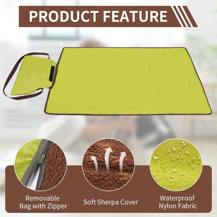 Водонепроникний килимок для тварин, 100 x 70 см, для кемпінгу, собак, котів, з сумкою. Підходить для відпочинку на природі та вдома