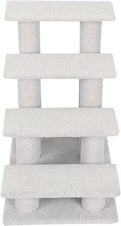 Котяча та собача драбинка COSTWAY, 4 сходинки, до 25 кг, 61x41x60 см, з ДСП і штучного флісу, бежевого кольору – сходи для тварин, ігровий комплекс