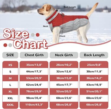 Зимовий теплий одяг для собак: куртка, плащ, теплий одяг для чихуахуа, малі, середні та великі породи. Чорний, червоний (XL)