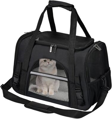 Чорна переноска для котів та собак - зручна сумка-переноска для тварин, легка, довговічна, з вентиляцією, для прогулянок на вулиці