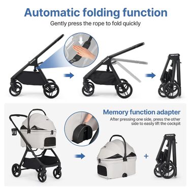 Дитяча коляска для собак X-5 Luxus, сіра, до 25 кг, з сумкою